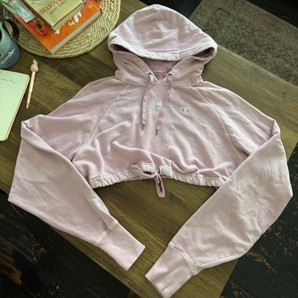 Champion Pale Pink Cropped Hoodie
